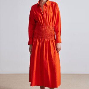 APiece Apart - Sophia Smocked Shirt Dress in Flambe